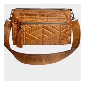 Lug RFID Quilted Convertible Crossbody Bag - Copper Brown, Multiple Zippers
